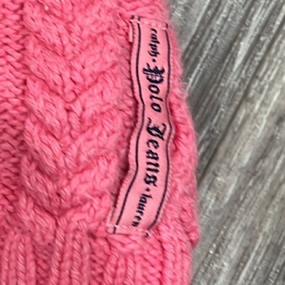 Ralph Lauren polo jeans pink cable knit vintage 90s cotton sweater small - Picture 5 of 8